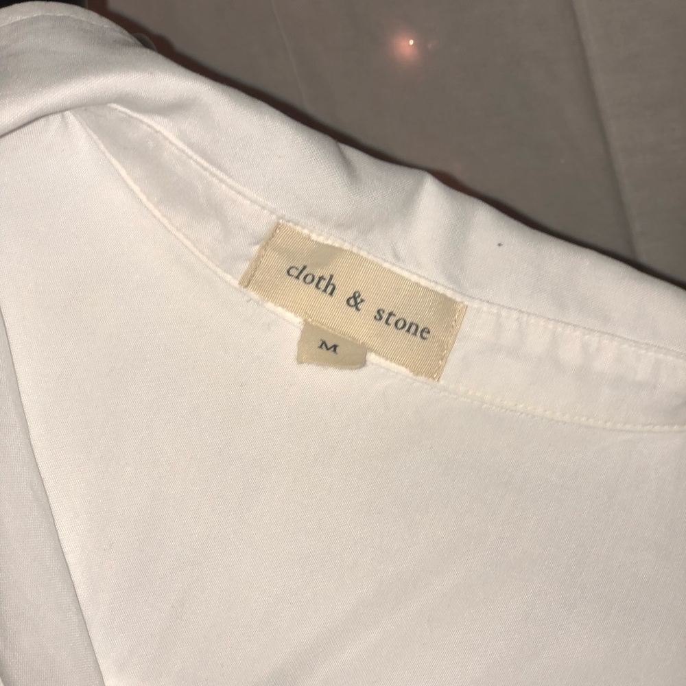 Cloth & Stone White Sleeveless Collared Shirt Medium - Picture 6 of 8